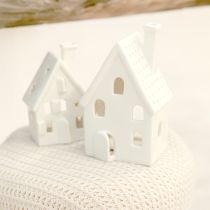 Product Lantern house ceramic table decoration Advent white H18cm