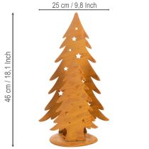 Product Christmas tree lantern, metal decoration in a rustic finish, Christmas H46cm W25.5cm