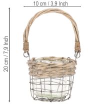 Product Lantern tealight holder glass metal willow Ø10.5cm 3pcs
