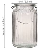 Product Glass lantern/candle holder for hanging, handle, H18cm