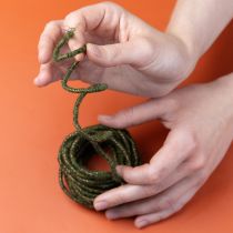 Product Green wool cord with gold thread, 5m x 5mm with wire, for decoration and crafting