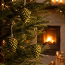 Product Pine cone pendants as autumn decorations for hanging, 5cm, 3 pieces