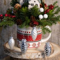 Product Cones mix made of glass silver 5cm 14 pcs