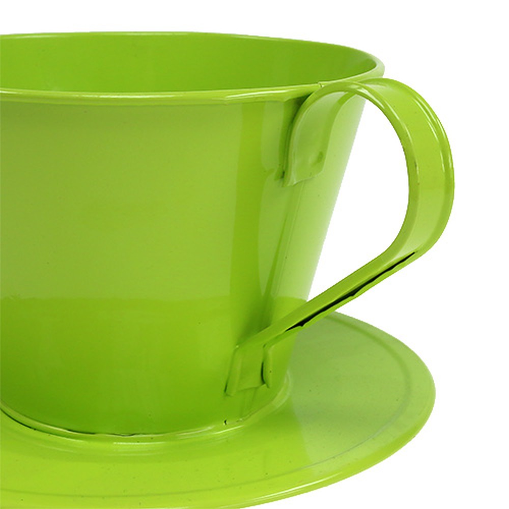 Floristik24.ie Decorative cup with plate green Ø16cm H11cm23370