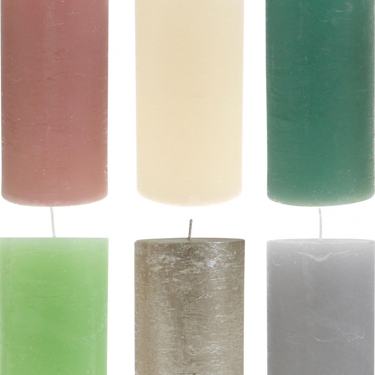 Floristik24.ie Pillar candles colored through different colors 85 ×