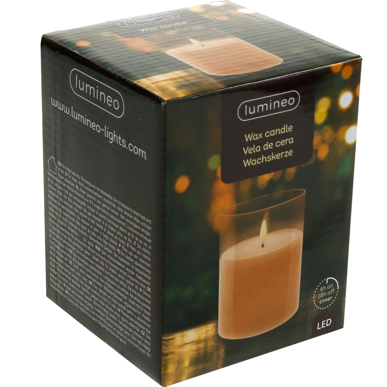 Floristik24.ie LED candle in glass real wax orange Ø10cm H12.5cm