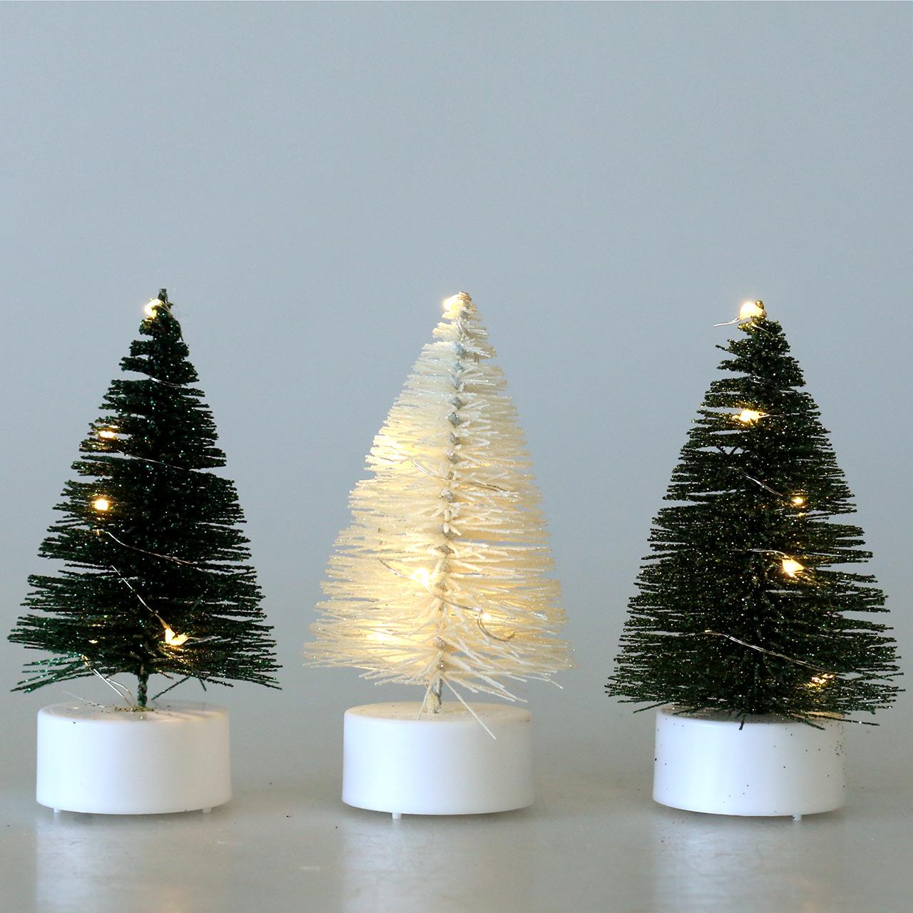 LED Christmas tree green / white 10cm 3pcs