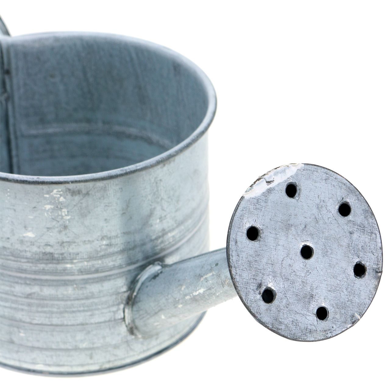 Floristik24.ie Planter watering can galvanized gray, washed white H10cm
