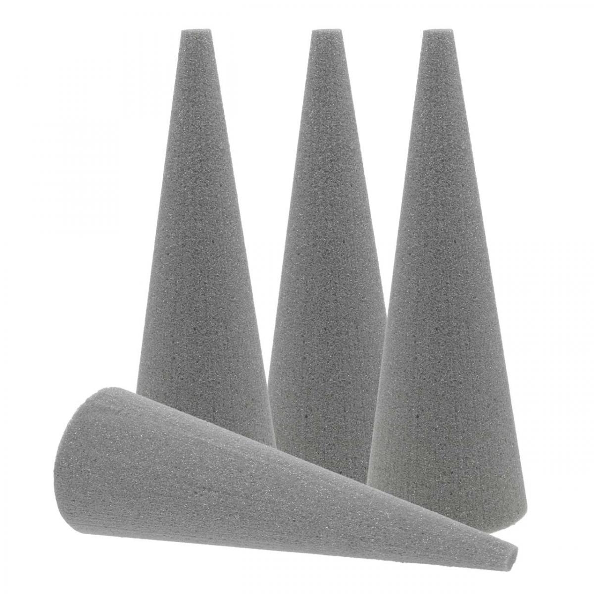 OASIS® floral foam cone SEC grey, dry foam H24cm Ø8cm 6  pieces-21-02396