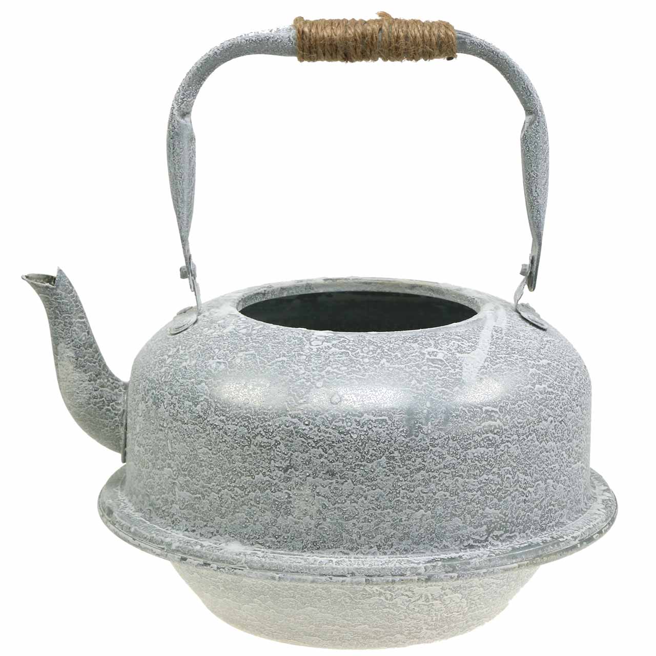 Floristik24.ie Planter tea kettle zinc gray, white washed Ø26cm H15cm67826