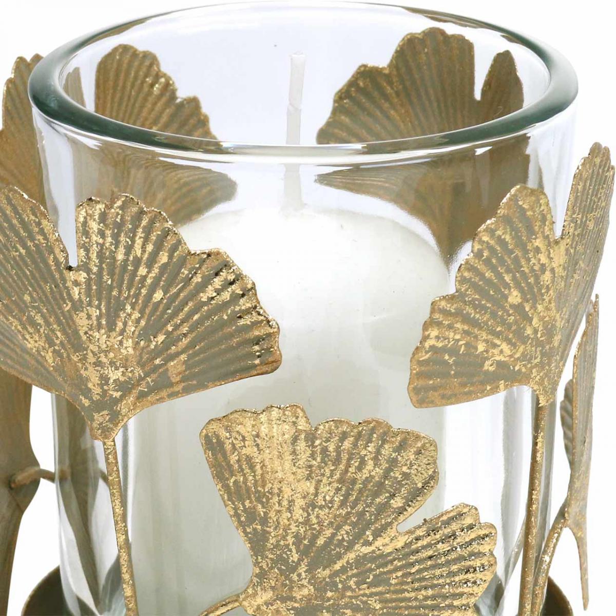 Tea light holder ginkgo leaves gold ginkgo candle holder table decoration Ø8.5cm