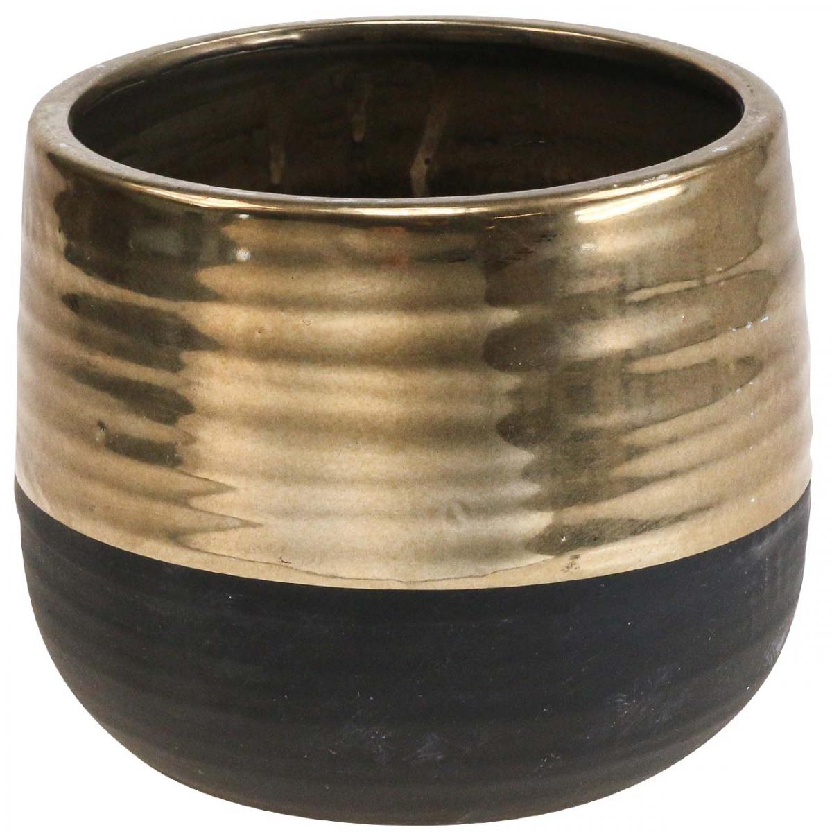 Floristik24.ie Planter Large Ceramic Black Gold Flower Pot Ø20.5cm
