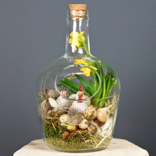 Product Glass bottle decorative vessel with cork Ø19cm H30cm