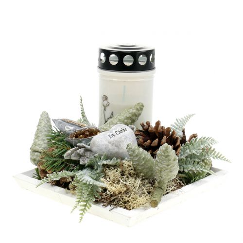 Floristik24 Wooden tray white 20cmx20cm