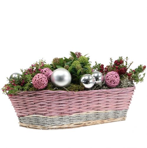 Plant basket set of 2 wave pink, nature