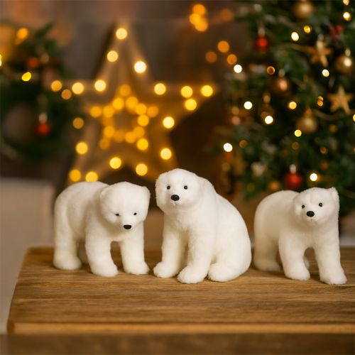 Floristik24 Polar bear decorative figures standing and sitting white 16/20cm 3pcs