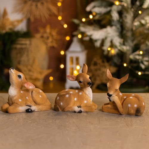 Floristik24 Deer decoration fawn figure lying table decoration 13×6.5×12cm 3pcs