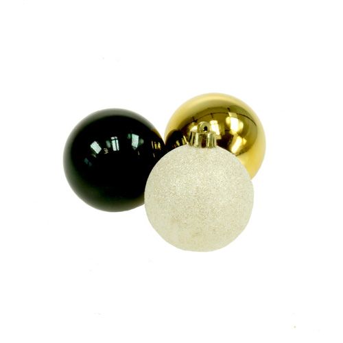Floristik24 Christmas bauble mix black, gold Ø6cm 30pcs