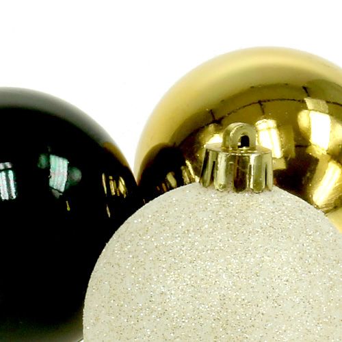 Floristik24 Christmas bauble mix black, gold Ø6cm 30pcs