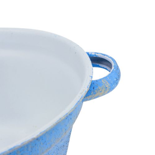 Product Decorative bowl planter blue metal deco shabby Ø21cm H10.5cm