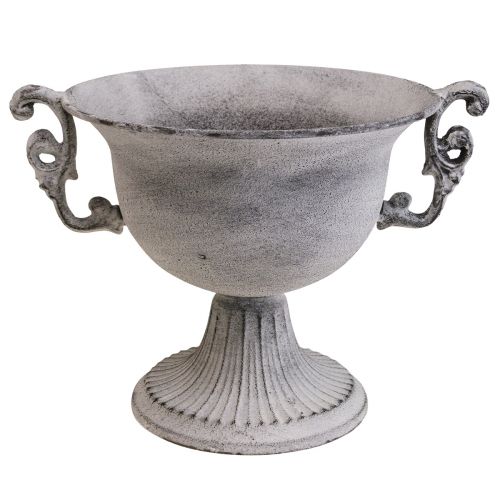 Floristik24 Decorative bowl white washed decorative cup metal Ø20cm H17.5cm