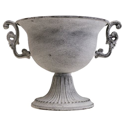 Floristik24 Decorative bowl white washed decorative cup metal Ø20cm H17.5cm
