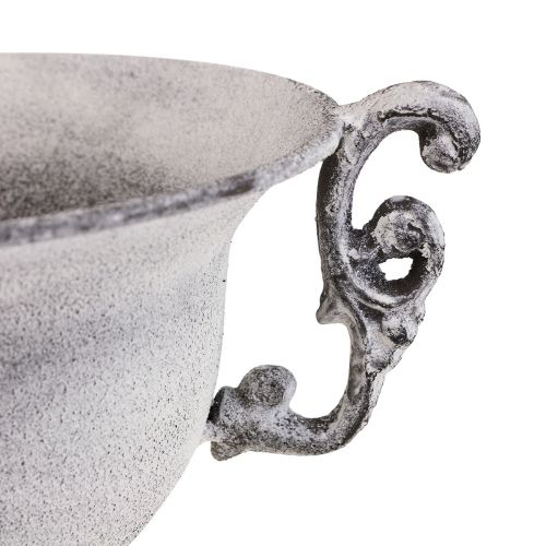 Floristik24 Decorative bowl white washed decorative cup metal Ø20cm H17.5cm