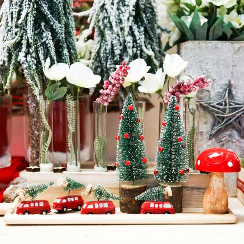 Product Tree decorations car with fir 6.5cm to hang 4pcs