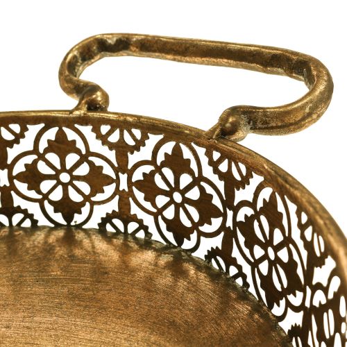Product Decorative tray oval gold metal tray antique look gold set of 3
