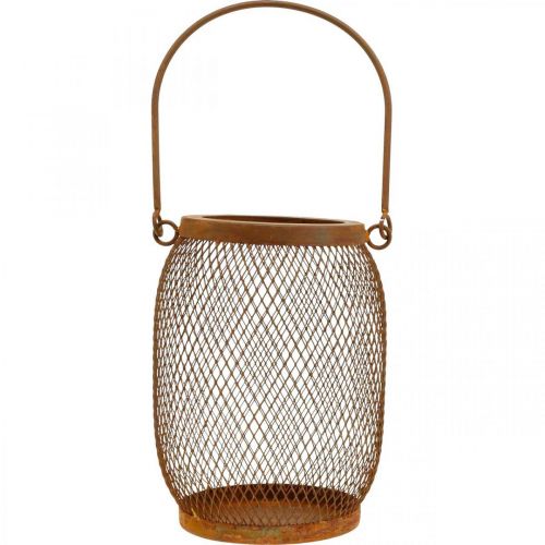 Floristik24 Decorative lantern with handle metal rust look Ø12.5cm H17cm