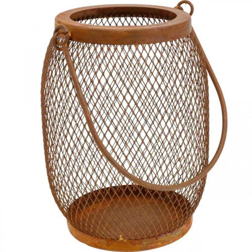 Floristik24 Decorative lantern with handle metal rust look Ø12.5cm H17cm