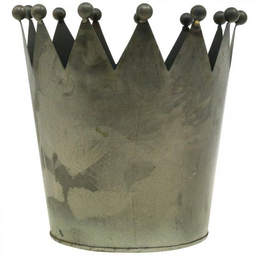 Product Deco crown antique look gray metal decoration Ø17.5cm H17.5cm