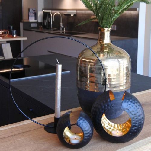 Floristik24 Decorative Vase Black/Gold Flower Vase Ceramic Ø18cm H29cm