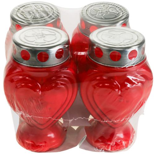 Product Grave candles red heart mourning light memorial light 9×8×15cm 24h 4 pcs