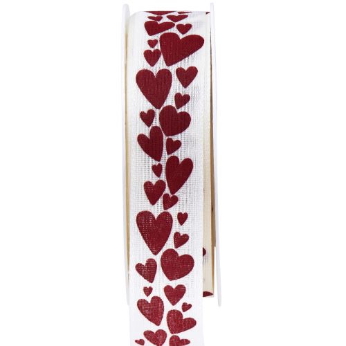 Floristik24 Gift ribbon decorative ribbon red hearts 25mm 18m