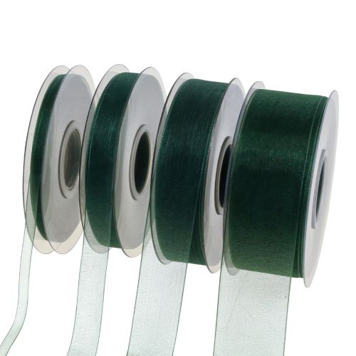 Product Organza ribbon green gift ribbon woven edge fir green 50m