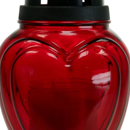 Product Grave light glass heart engraving grave lantern red Ø11cm H26cm