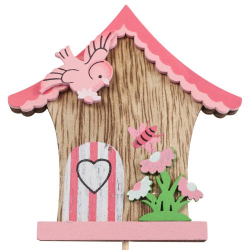 Floristik24 Flower plug wooden decorative plug bird house 7.5x8cm 12 pieces