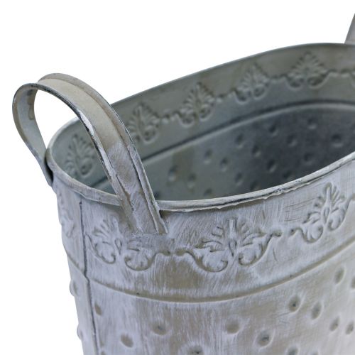 Floristik24 Flowerpot oval with handles Jardiniere metal 24/19/14cm 3pcs