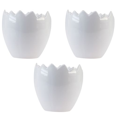Product Flowerpot Ceramic Egg White Planter Ø11.5cm H11.5cm 3 pcs