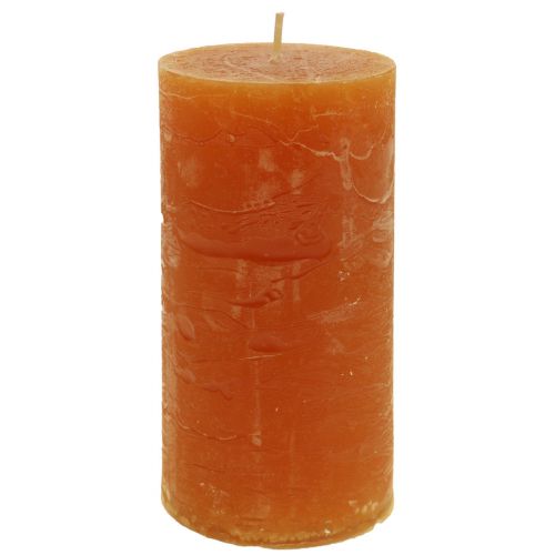Pillar candles dark orange through-colored Sunset 50x100mm 4pcs