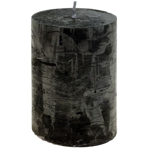 Black pillar candles, dyed throughout, rustic, 60x80mm, set of 4, Advent wreath, decoration