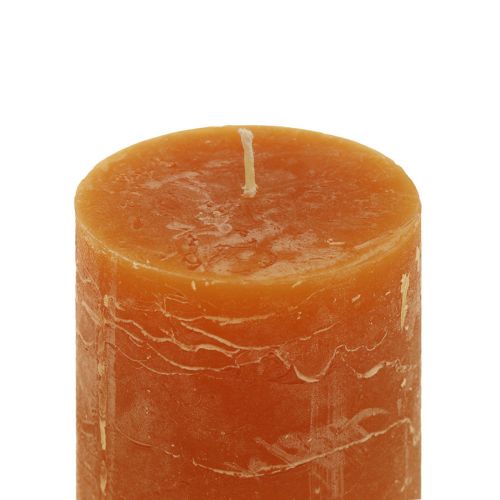 Floristik24 Dark orange pillar candles, solid colored throughout, Sunset Rustic, 60x80mm, set of 4, for autumn and Advent decorations