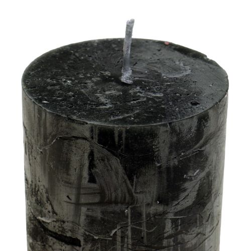 Floristik24 Black Candles Solid Colored Pillar Candles 60x100mm 4 Pcs