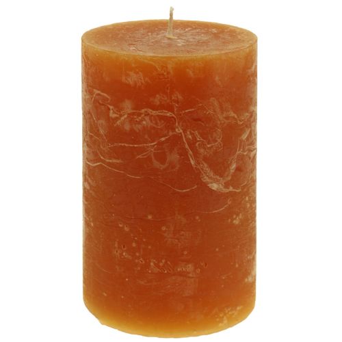 Product Pillar candles, dark orange, solid color, Sunset design, 60x100mm, 4 pieces, rustic, summer, autumn, Advent