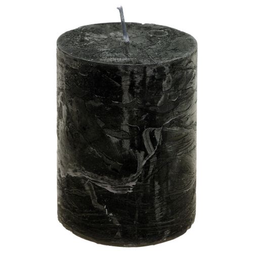 Product Black pillar candles, dyed throughout, 85x120mm, set of 2, rustic table decoration