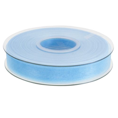 Product Organza ribbon gift ribbon light blue ribbon blue selvedge 15mm 50m