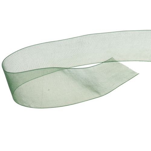 Floristik24 Organza ribbon green gift ribbon woven edge fir green 40mm 50m