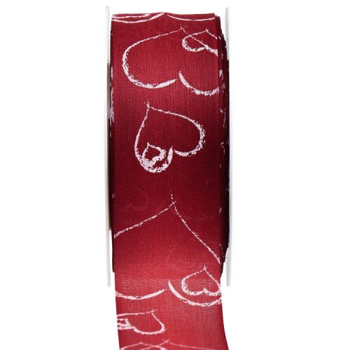 Floristik24 Gift ribbon red ribbon with hearts decorative ribbon 40mm 16m