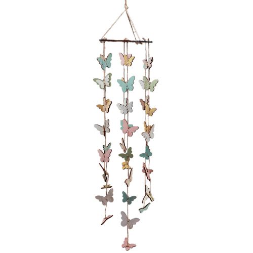 Wind chime decoration butterflies window decoration wood Ø15cm 55cm